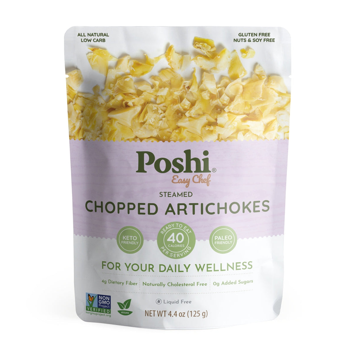 Poshi Easy Chef - Steamed Chopped Artichokes, 4.4 oz