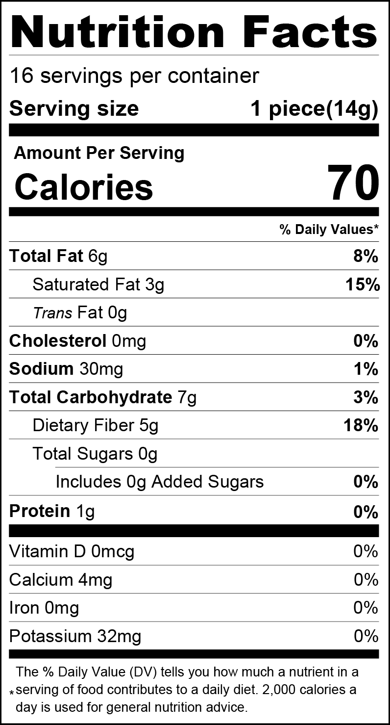 Nutrition facts for ChocZero Dark Chocolate Hazelnut Royal Truffles