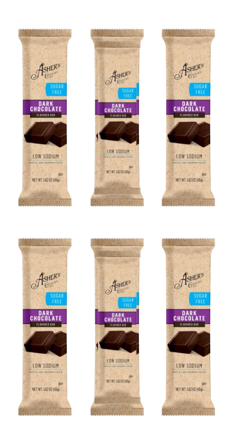 Asher's Chocolates Sugar Free Candy Bars - Dark Chocolate 6-Pack
