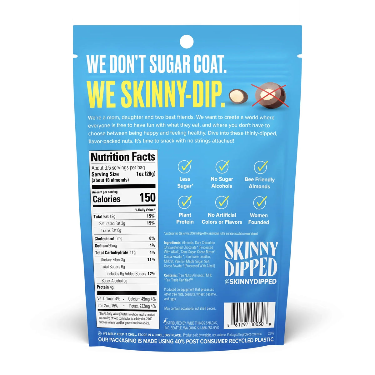 SkinnyDipped Almonds, 3.5 oz - Dark Chocolate Cocoa