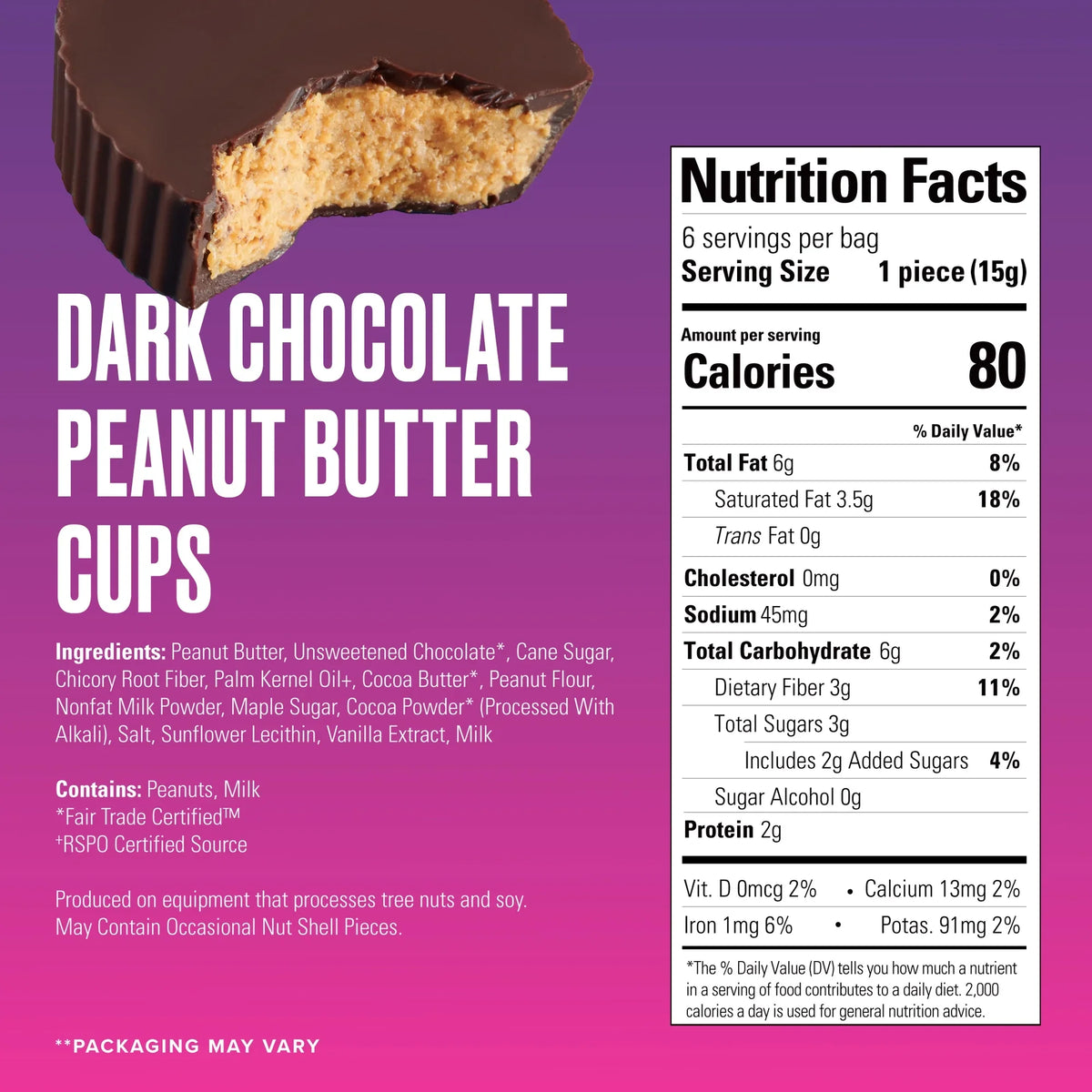SkinnyDipped Cups - Dark Chocolate Peanut Butter
One Bag