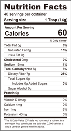 Nutrition facts for ChocZero Sugar Free Dark Chocolate Baking Chips 20 oz