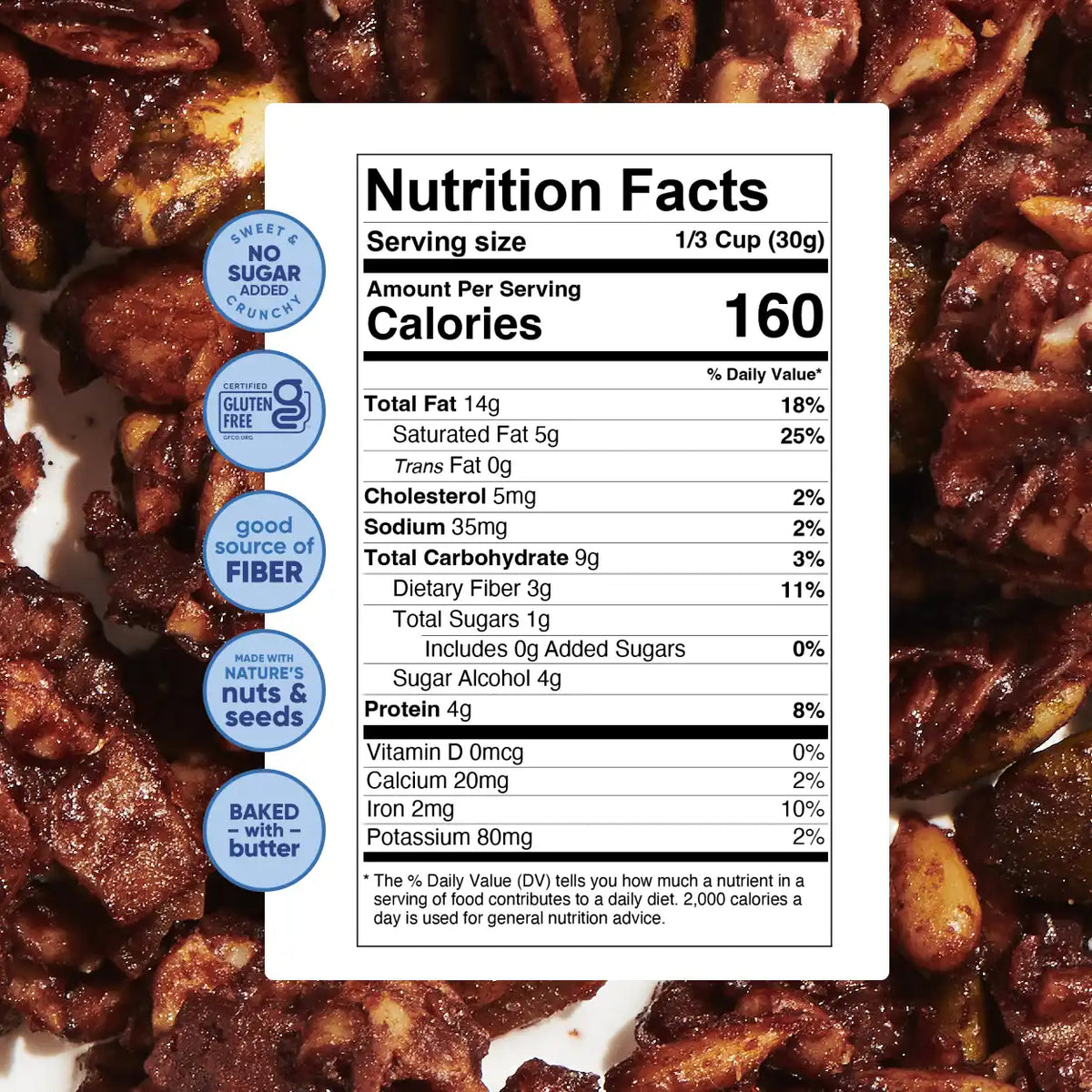 NuTrail No Sugar Added Nut Granola – 8 oz - Dark Chocolate
