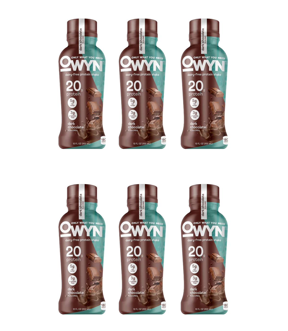 OWYN Plant-Based Protein Shake 20g - Dark Chocolate 6-Pack