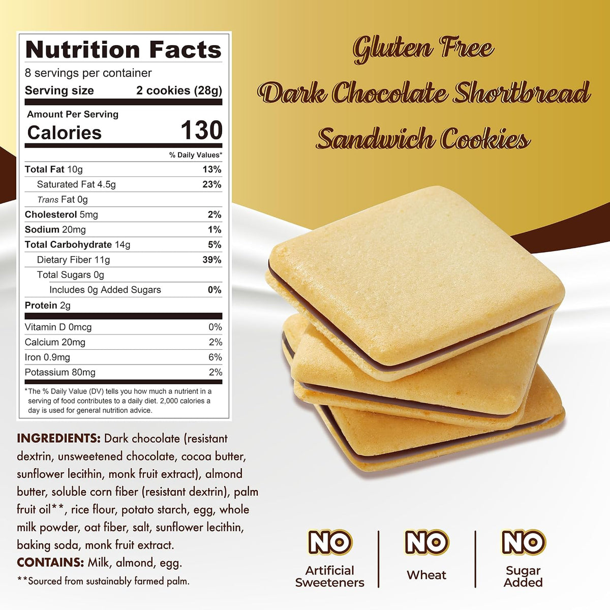 Ingredients for ChocZero Jolies Dark Chocolate Cookies, 8 oz