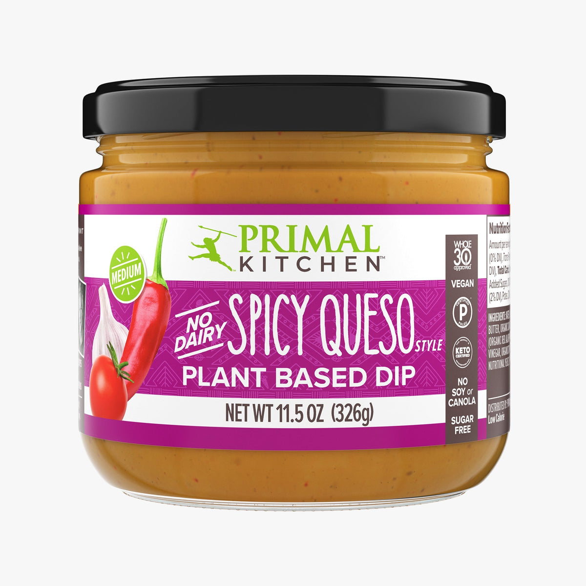 Primal Kitchen No Dairy Queso-Style Plant Based Dip, 11.5 oz - Spicy Medium Heat (CLEARANCE: Best by December 12, 2025)