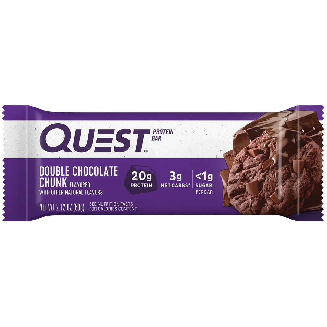 Front package of Quest Protein Bar, Double Chocolate Chunk / 1 Bar