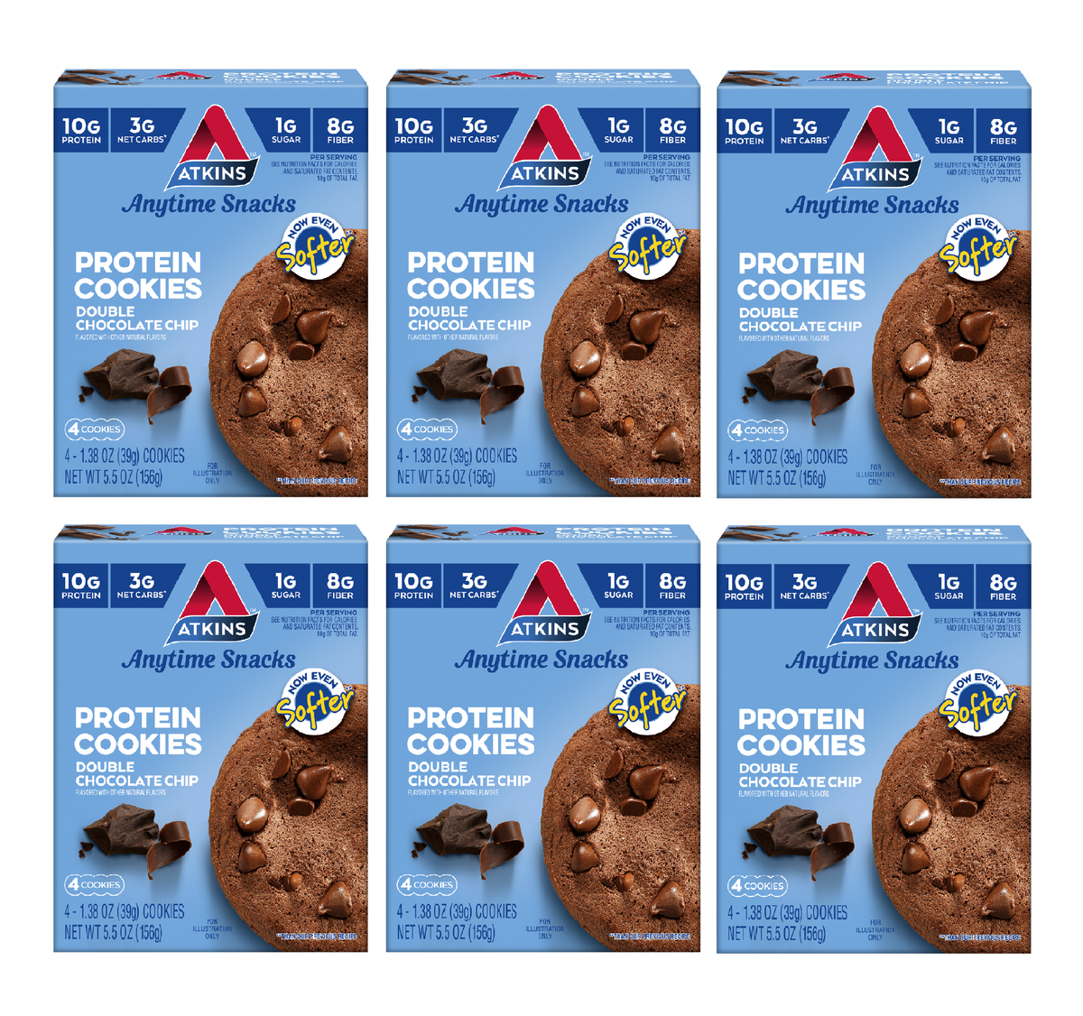 Atkins Nutritionals Snack Protein Cookies (4 cookies) - Double Chocolate Chip 6 Boxes