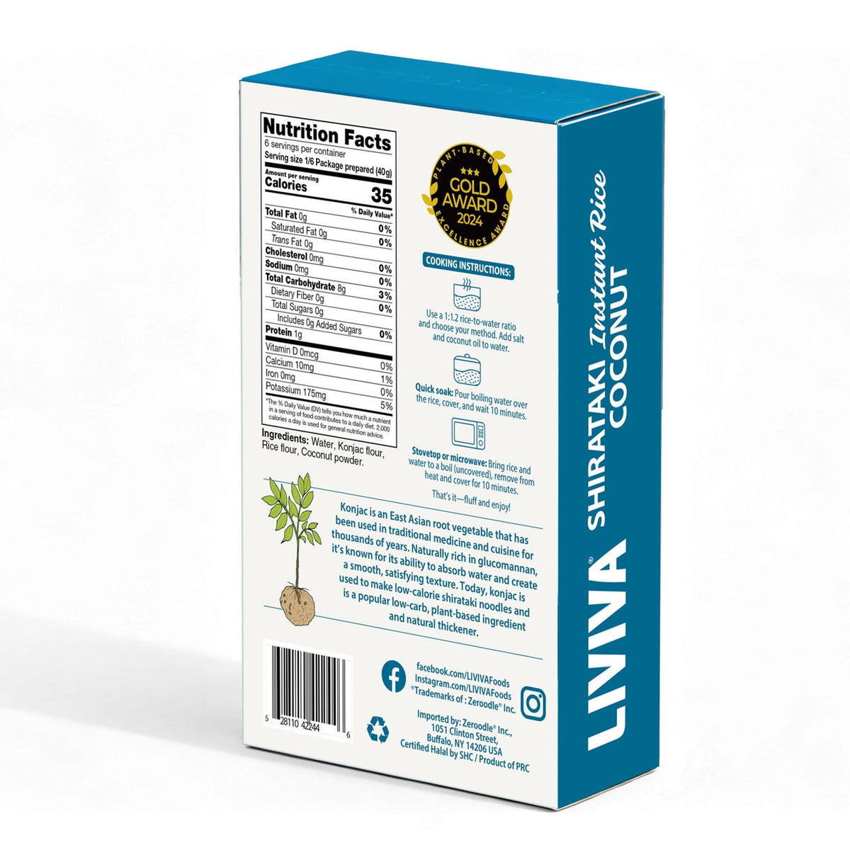 Liviva Dried Shirataki Instant Flavored Rice, 4.23 oz - Coconut