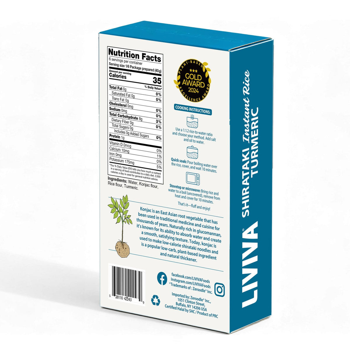 Liviva Dried Shirataki Instant Flavored Rice, 4.23 oz - Turmeric