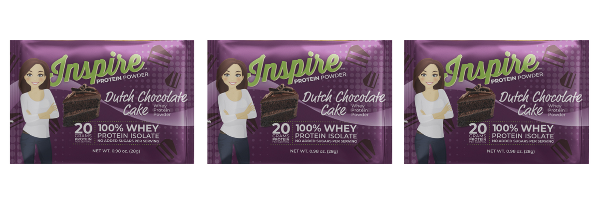 Inspire Dutch Chocolate Cake Protein Powder - One Serving, 3-Pack