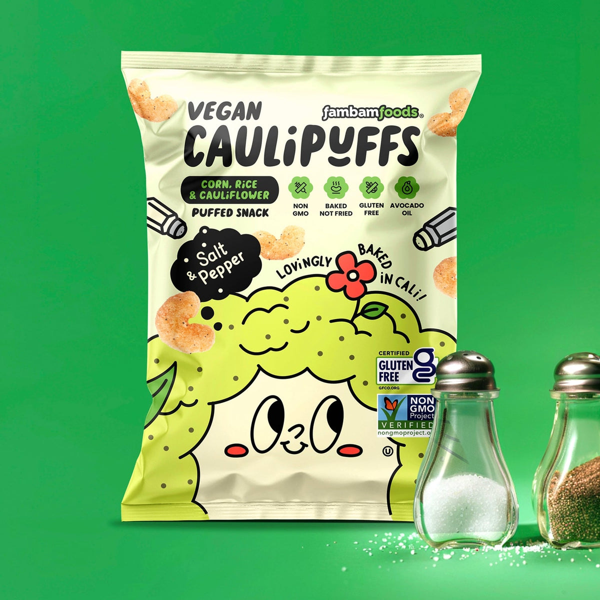 CauliPuffs Gluten Free Cauliflower Puffed Snacks - Vegan Salt & Pepper