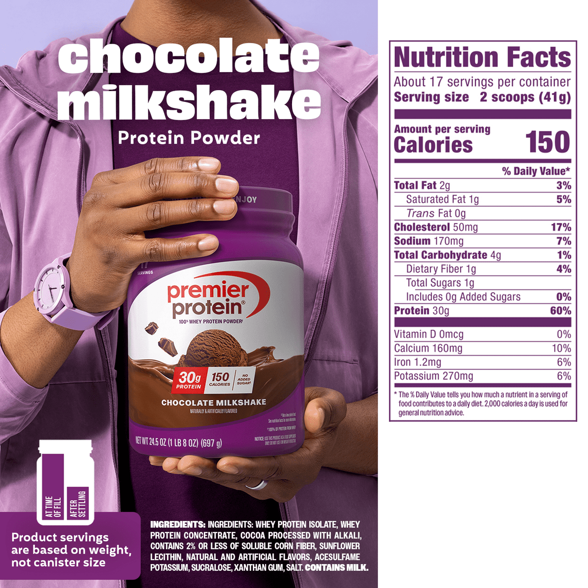 Premier Protein 100% Whey Protein Powder - Chocolate Milkshake, 24.5 oz
