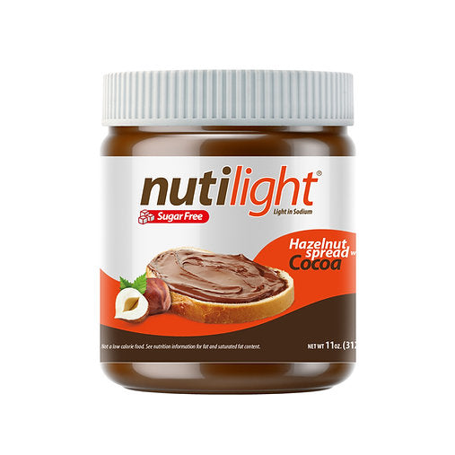 Nutilight Sugar Free Hazelnut Spread with Cocoa 11 oz., One Jar.