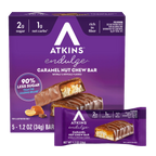 Front package of Atkins Nutritionals Endulge Candy Bars, Caramel Nut Chew, 5 bars
