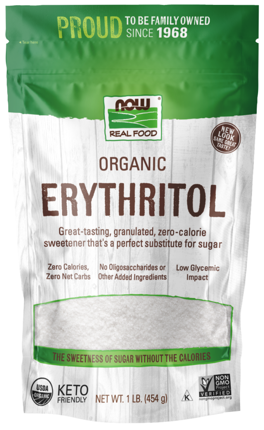 NOW Erythritol Granular, Organic 1 lb. product package