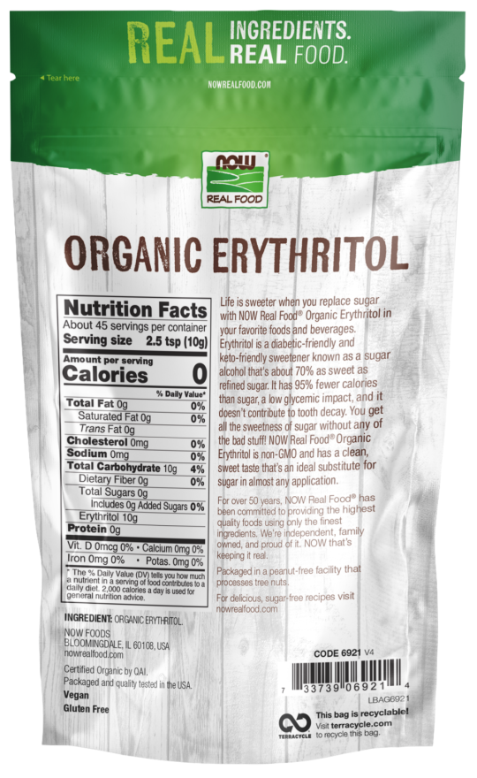 NOW Erythritol Granular, Organic 1 lb. — gallery image 2