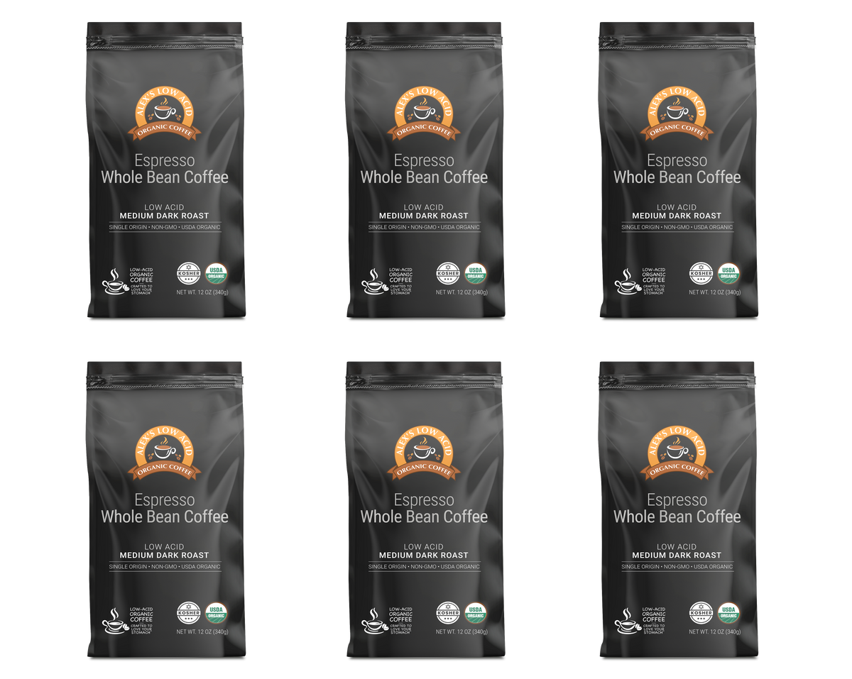 Alex's Low Acid Organic Coffee™ - Espresso Whole Bean (12oz)