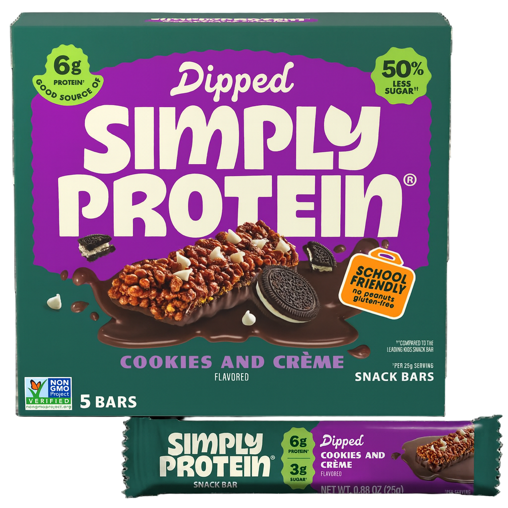SimplyProtein Dipped Snack Bars, 5 bar box - Cookies and Creme
