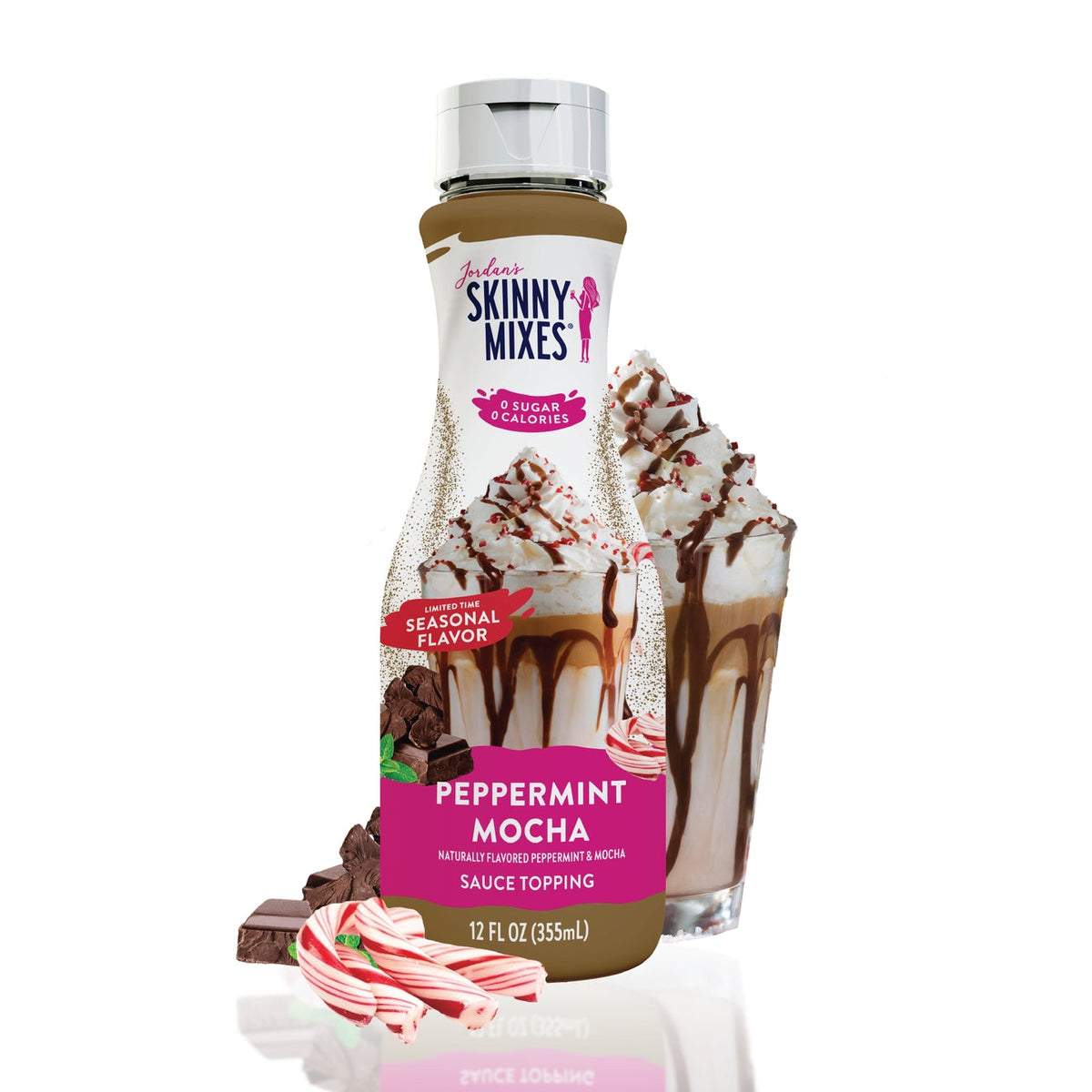 Jordan's Skinny Mixes Sugar Free Sauce Topping, 12 fl oz, Peppermint Mocha (Seasonal).