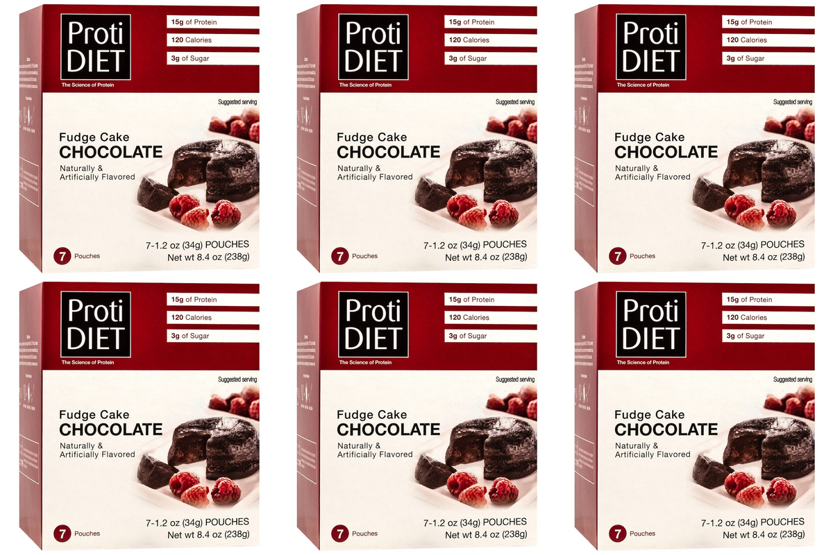 Proti Diet Protein Cake Mix, Chocolate Fudge, 7 Pouches - 6-Pack