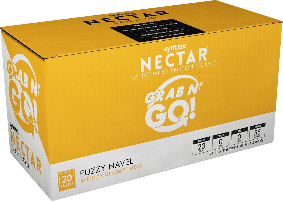 Syntrax Nectar Protein Powder Grab N' Go Box - Fuzzy Navel - 20 Servings