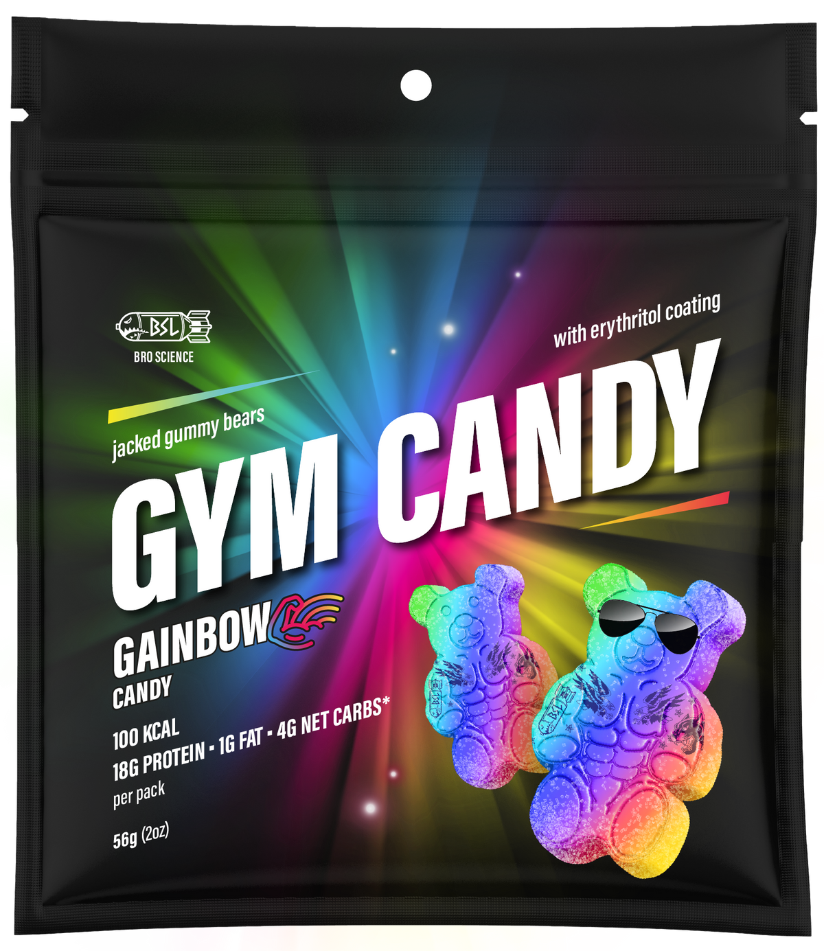 Gain Gummies Gym Candy - Protein Gummy Bears, 2oz - Gainbow