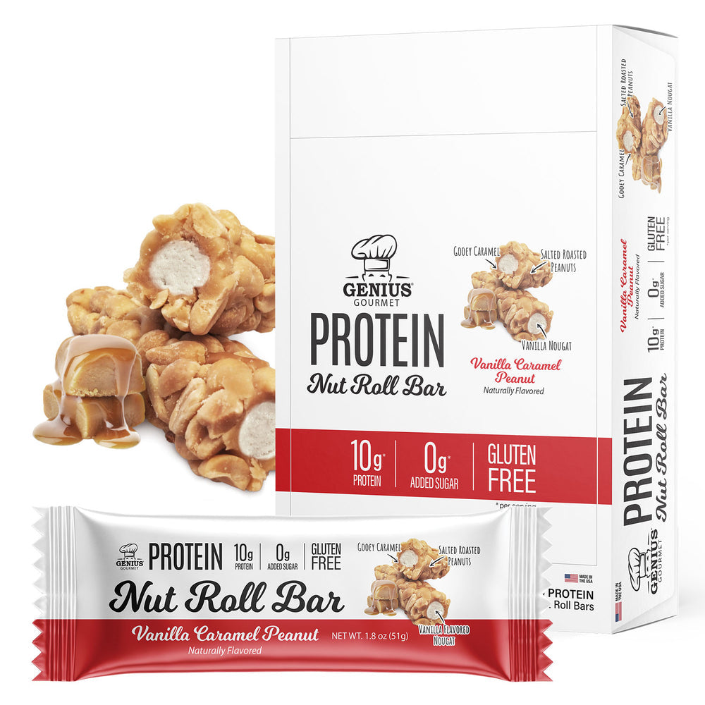 Genius Gourmet Protein Nut Roll Bar - Vanilla Caramel Peanut 10 Bars