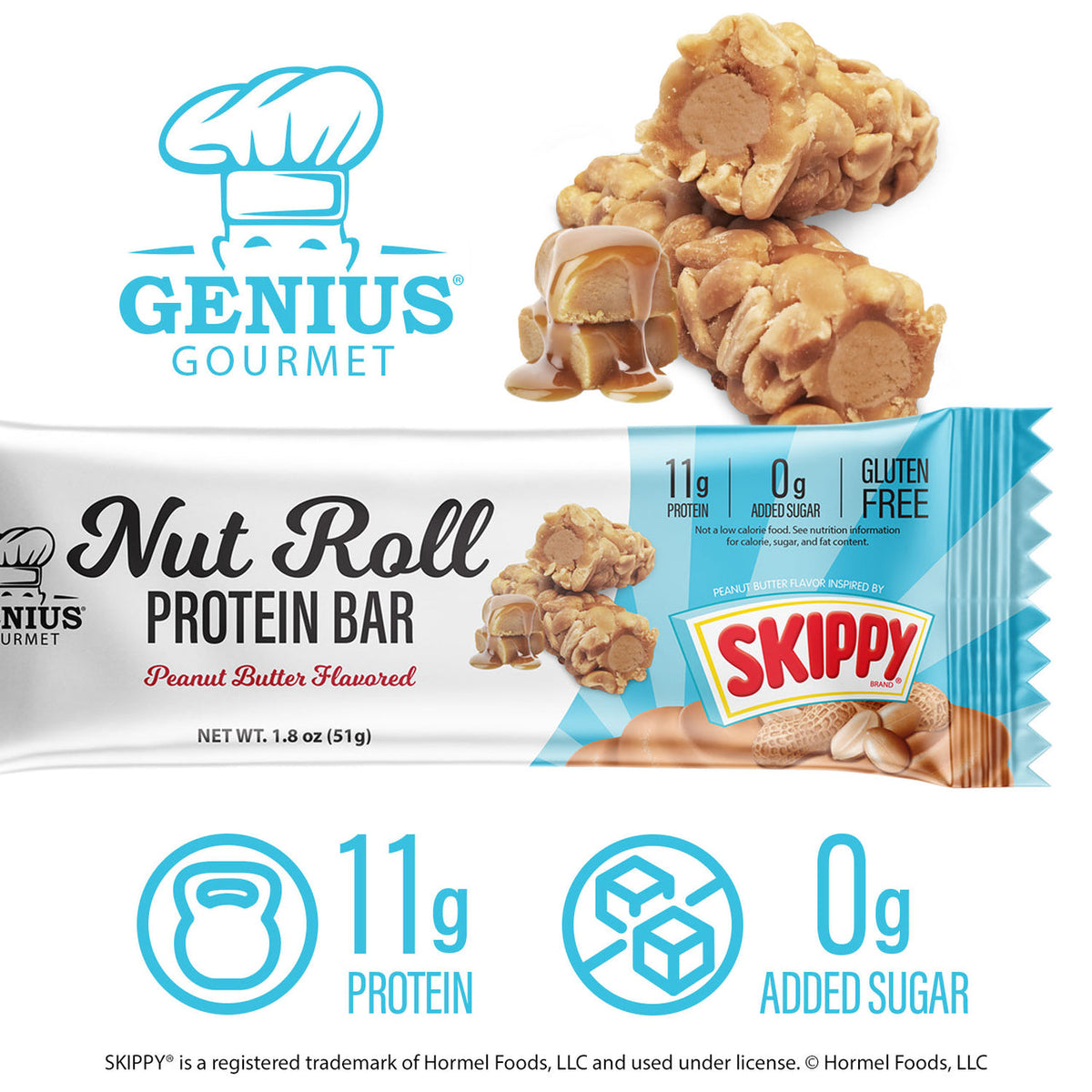 Genius Gourmet Protein Nut Roll Bar - Skippy Peanut Butter