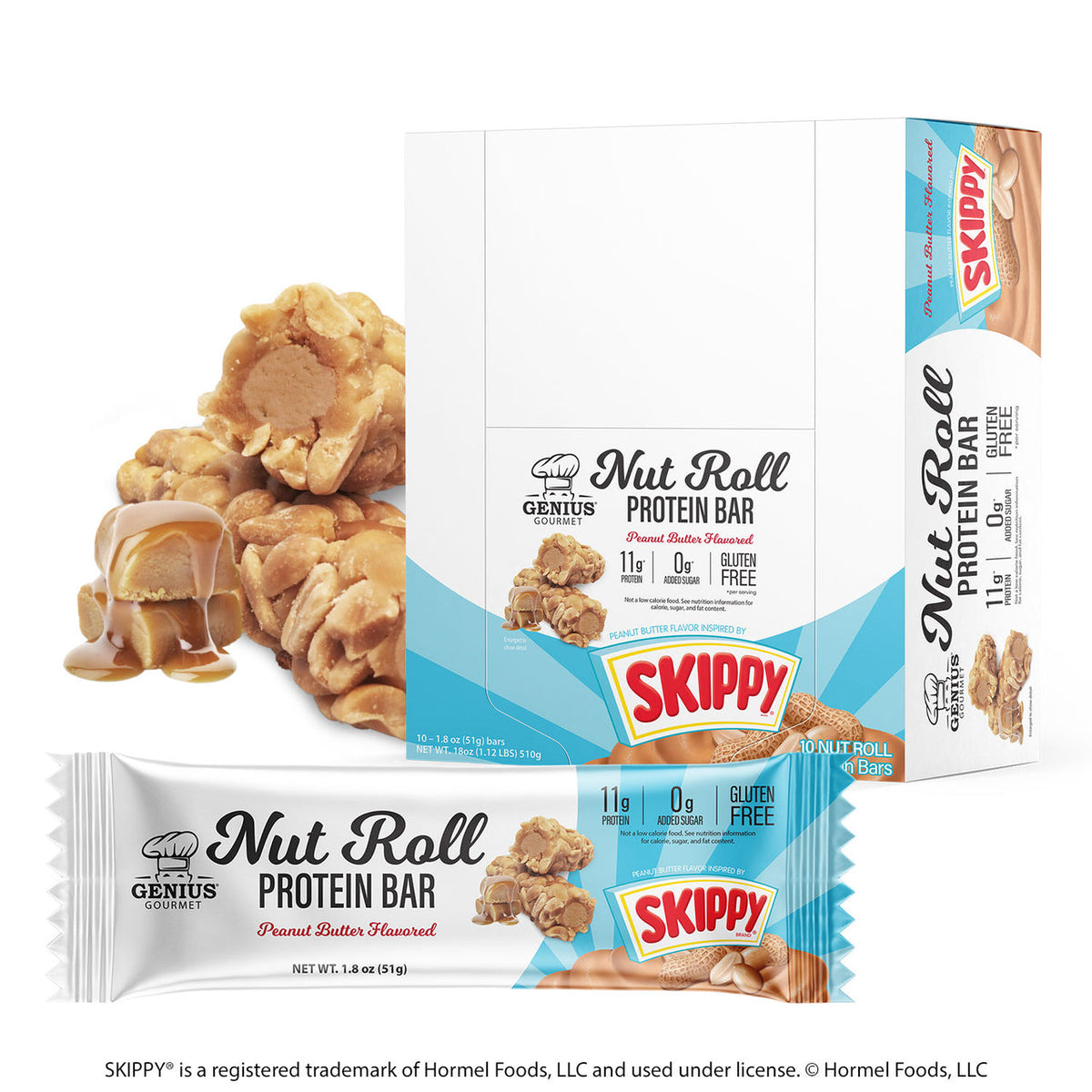 Genius Gourmet Protein Nut Roll Bar - Skippy Peanut Butter 10 Bars