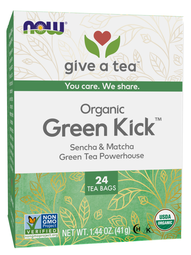 NOW Green Kick, Sencha and Matcha Green Tea Bags 24 tea bags product package