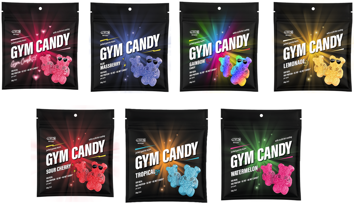Gain Gummies Gym Candy - Protein Gummy Bears, 2oz - Variety Pack