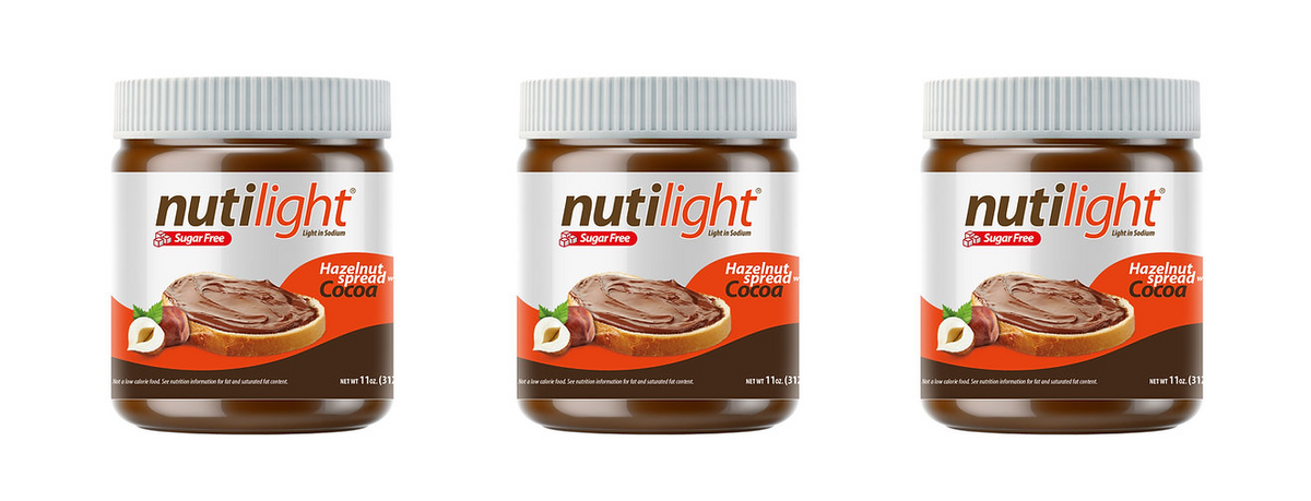 Nutilight Sugar Free Hazelnut Spread with Cocoa 11 oz., 3-Pack.