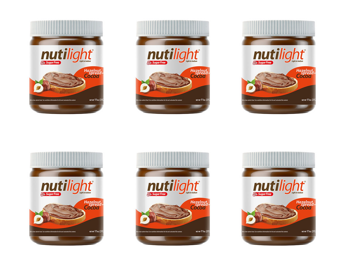 Nutilight Sugar Free Hazelnut Spread with Cocoa 11 oz., 6-Pack.