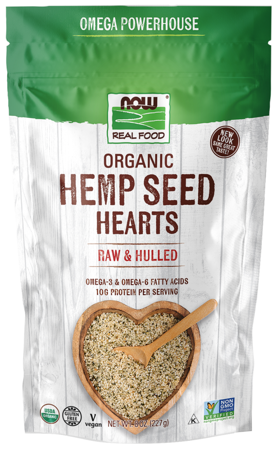 NOW Hemp Seed Hearts, Organic - 8 oz. product package