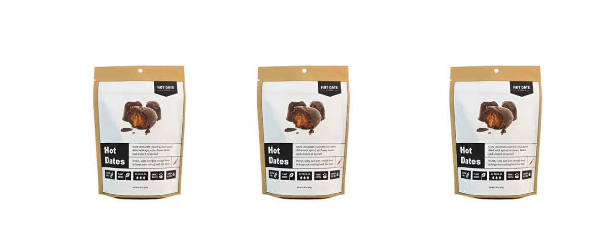 Hot Date Kitchen Plant-Based Dark Chocolate Coated Medjool Dates - Hot Dates, 3-Pack
