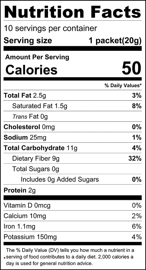 Nutrition facts for ChocZero Hot Cocoa , 7.5 oz (10 packets)