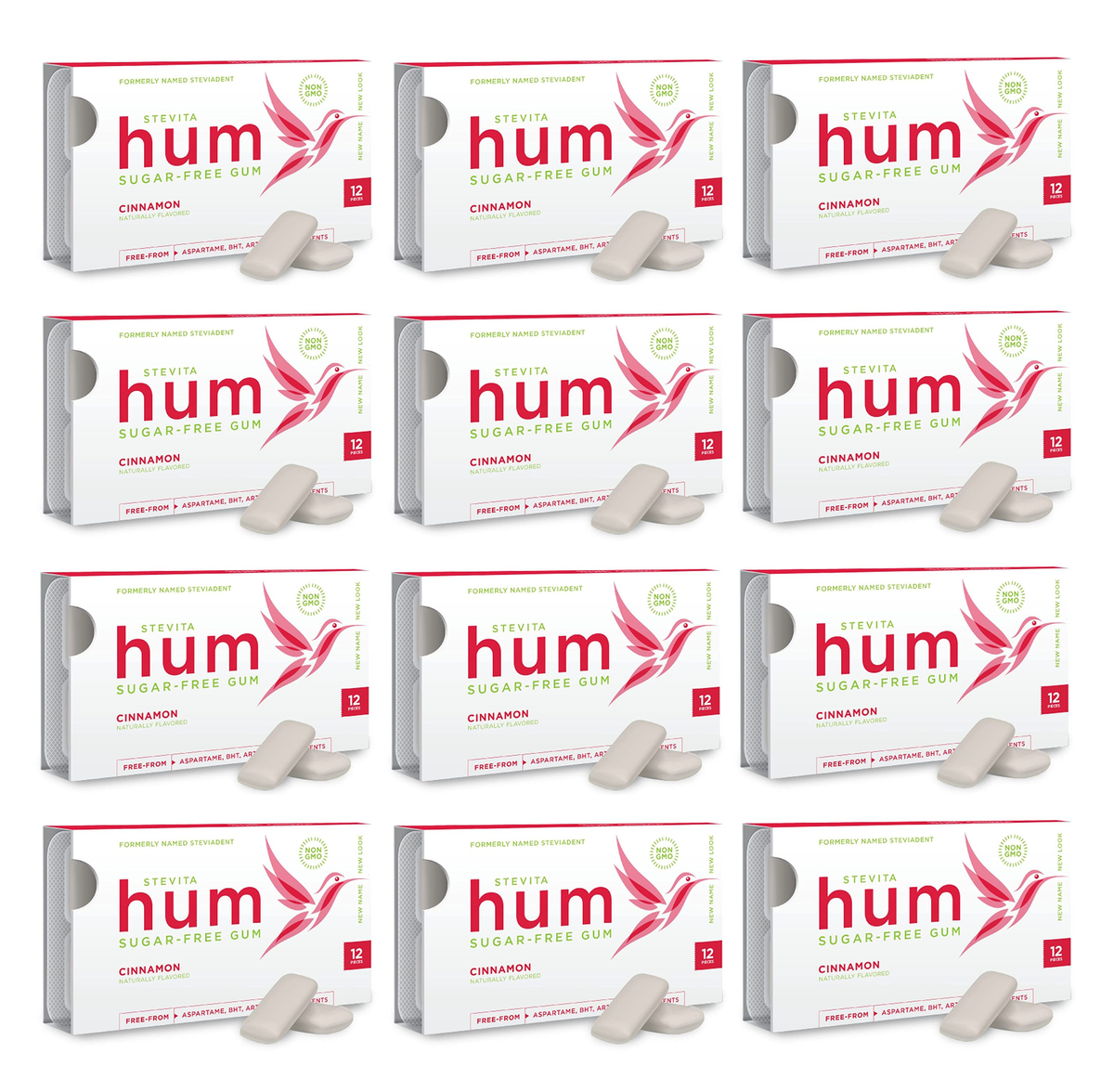 Stevita Hum Sugar Free Gum - Cinnamon 12-Pack