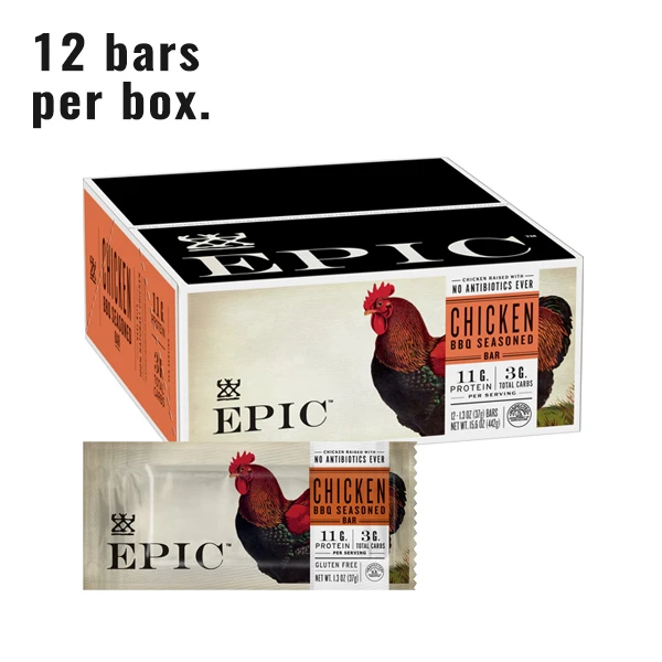 Epic Meat Bar - Seasoned Chicken BBQ, Box of 12.