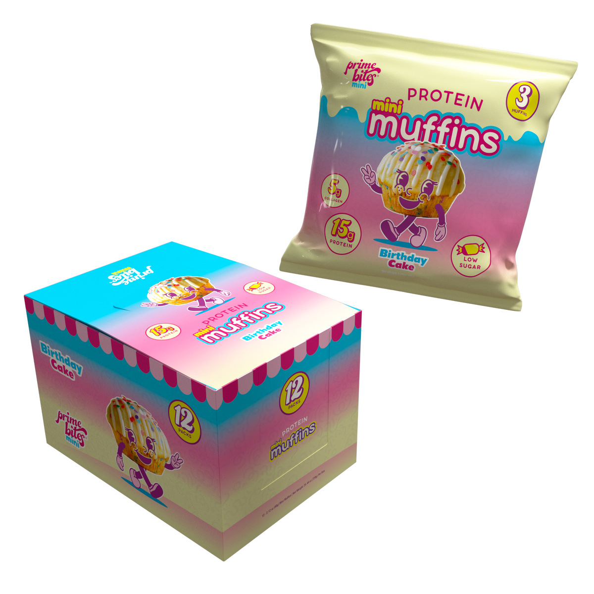 Alpha Prime Bites Mini Protein Muffins - Birthday Cake