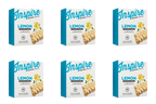 Six boxes of Inspire Lemon Protein Bars are displayed, each featuring a lemon-themed design, highlighting the product's flavor and nutritional information, including 12 grams of protein per bar.