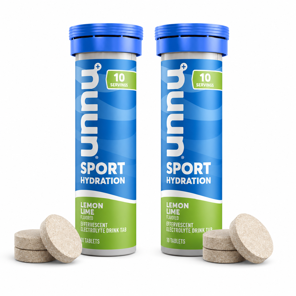 Two Nuun Sport Hydration Lemon Lime tubes