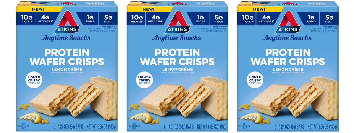 Atkins Nutritionals Protein Wafer Crisps 5 bars - Lemon Creme 3 Boxes