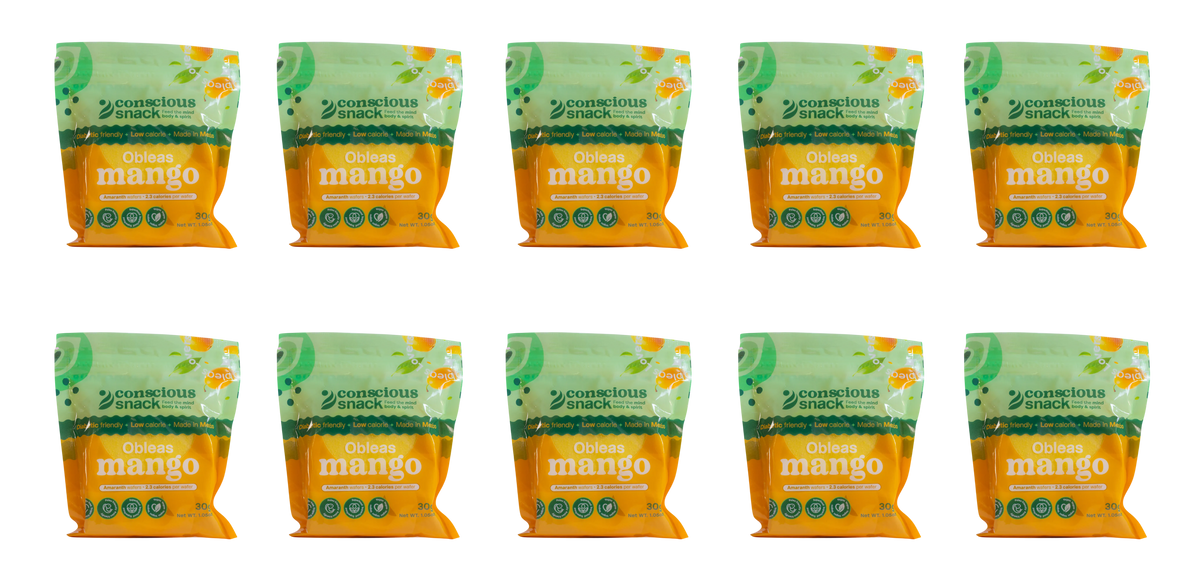 ConsciouSnack Obleas Amaranth Wafers by Snackever - Mango, 10-Pack