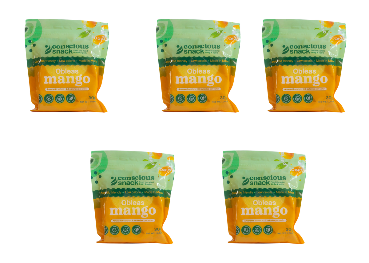 ConsciouSnack Obleas Amaranth Wafers by Snackever - Mango, 5-Pack