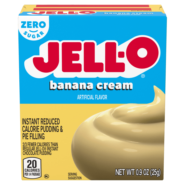 Front package of Jell-O Sugar-Free Instant Pudding, Banana Cream (0.9 oz) / One Pack