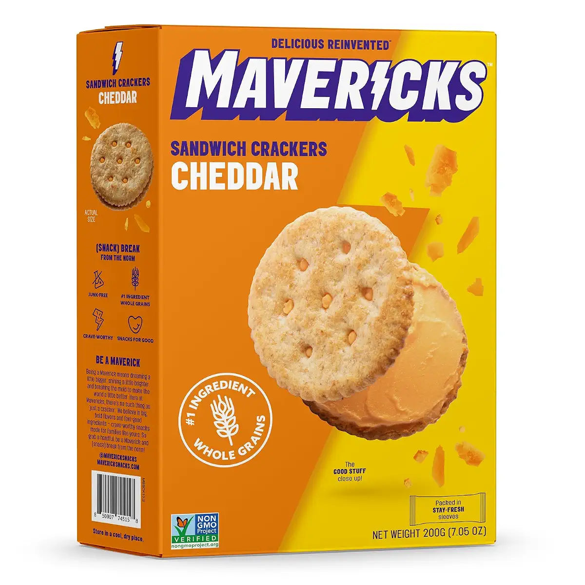Mavericks Sandwich Crackers - Cheddar, 7 oz