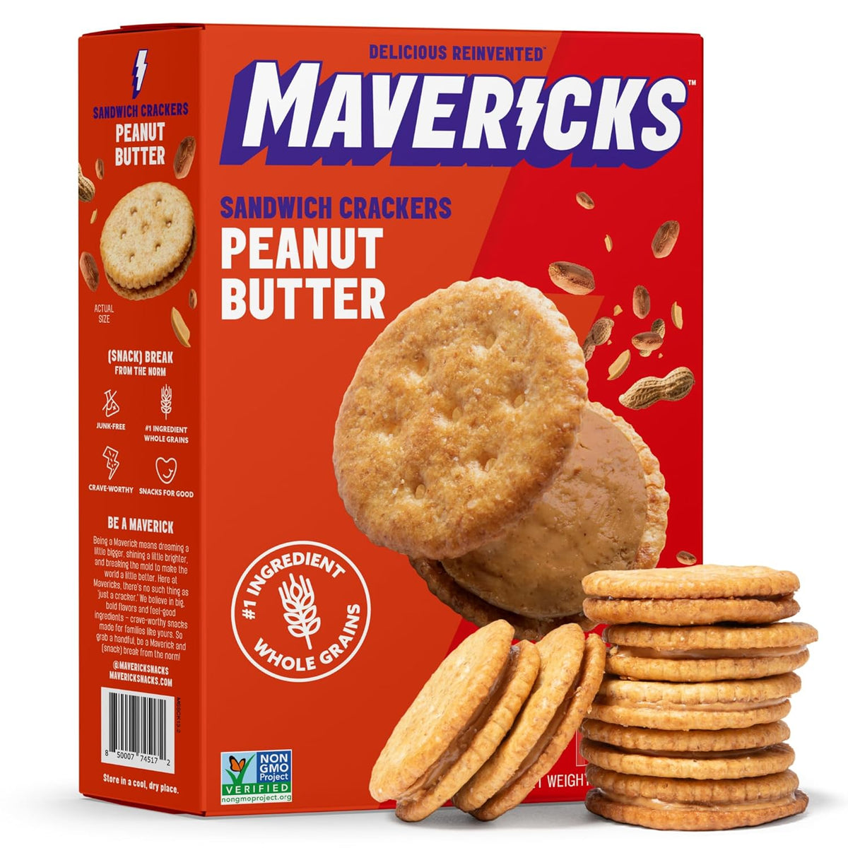 Mavericks Sandwich Crackers - Peanut Butter, 7.05 oz