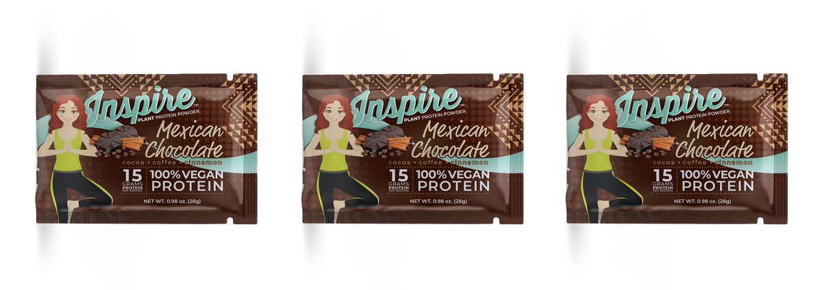 Inspire Plant Based Protein Powder, Mexican Chocolate - One Serving, 3-Pack