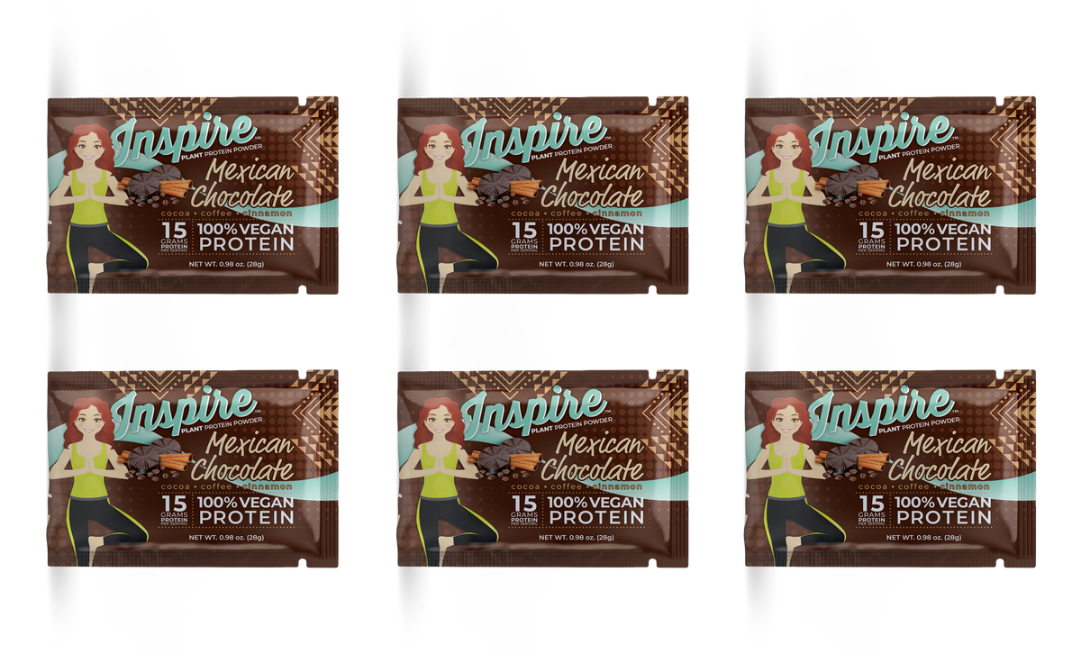 Inspire Plant Based Protein Powder, Mexican Chocolate - One Serving, 6-Pack